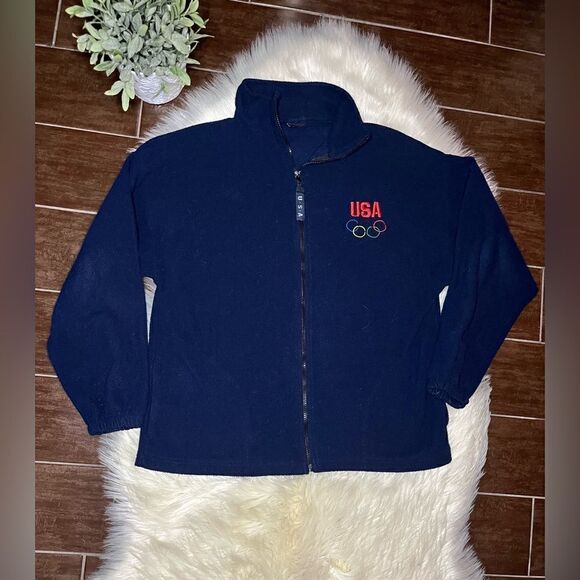 USA Olympic Navy fleece jacket sz Large - Picture 1 of 6